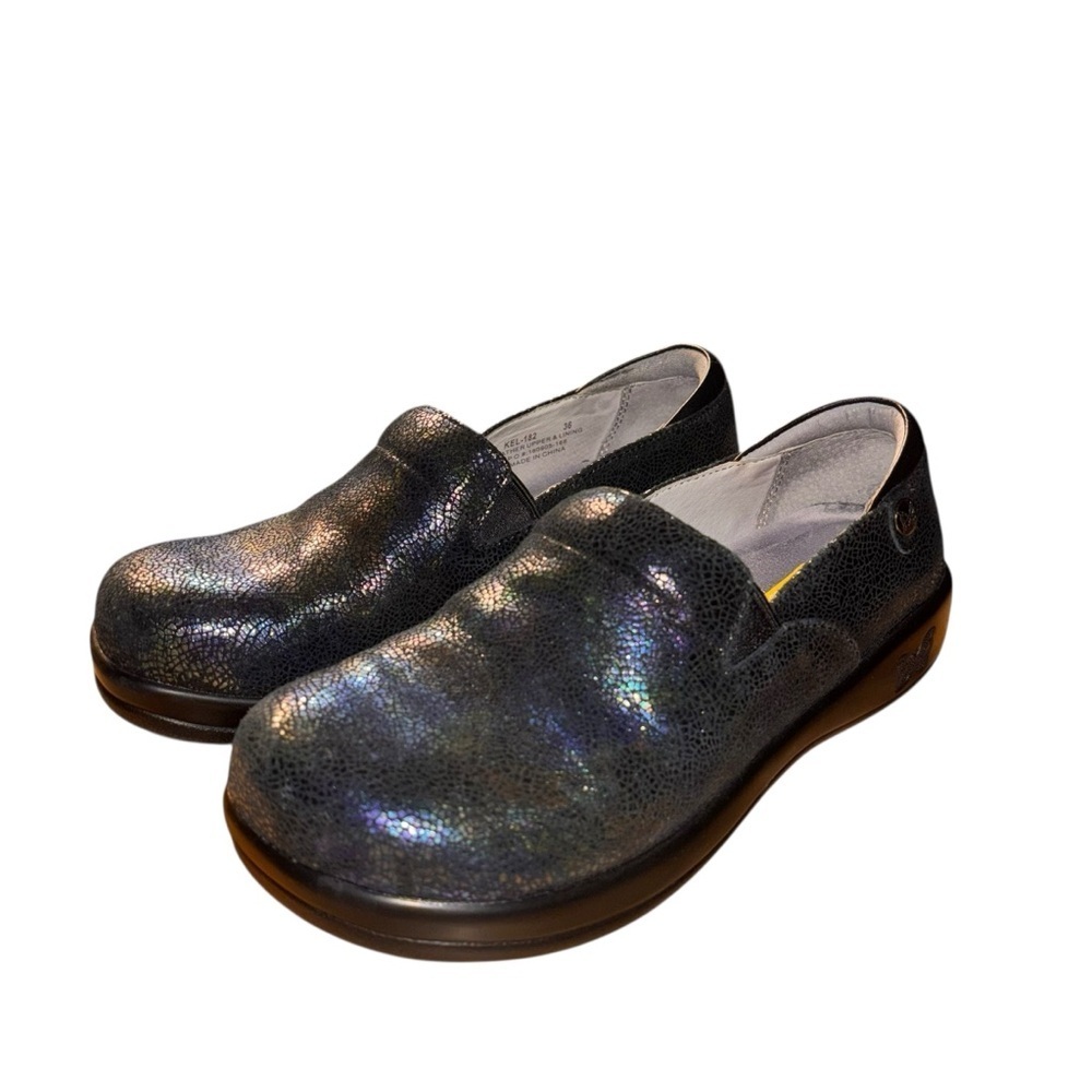 Alegria Keli Professional Black Iridescent “Glimmer Glam” Clogs W Sz 36 (6-6.5) - Picture 2 of 11